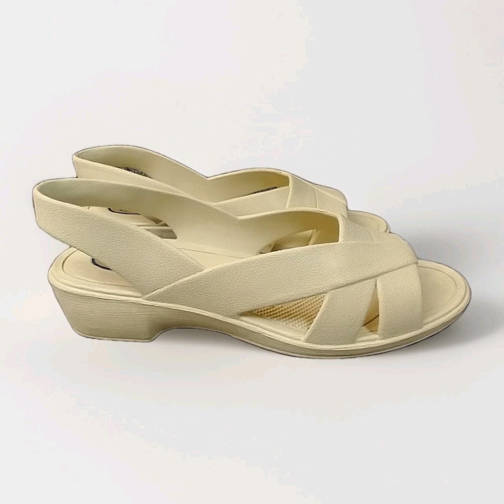 Okabashi Classics Foot Therapy Beige Slingback Wedge Sandals Womens Size ML